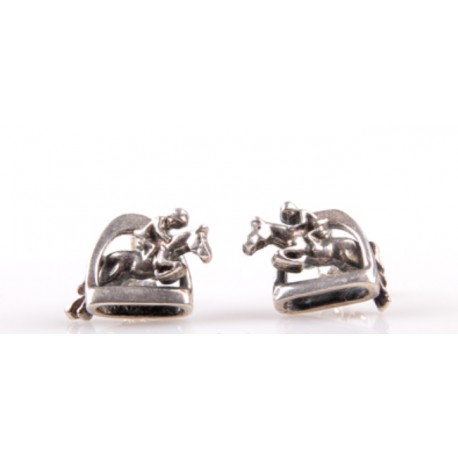 Kolczyki srebrne - jeździec w strzemieniu PBA Wróbel