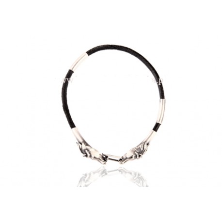 Bransoleta na skórzanym rzemieniu - dwa końskie łby PBA Wróbel