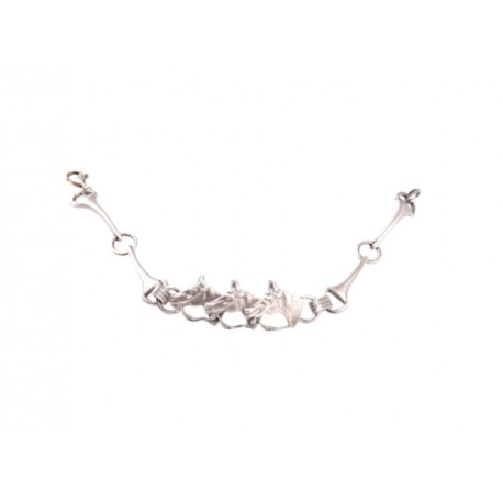 Bransoleta srebrna zapinana - trzy końskie łby małe PBA Wróbel