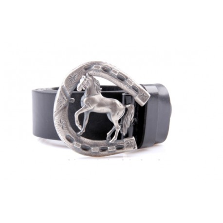 Pasek z klamrą srebrną - koń w podkowie PBA Wróbel