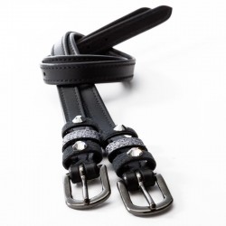 Skórzane paski do ostróg "Grey" z kryształkami  Kavalkade