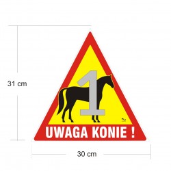Naklejka odblaskowa "Uwaga konie" różne wzory DOSTAJNI